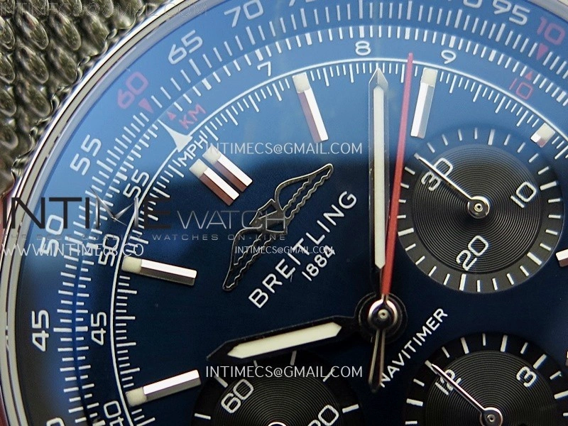 Navitimer B01 43mm SS B50 Best Edition Blue Dial Black Subdial On SS Bracelet A7750