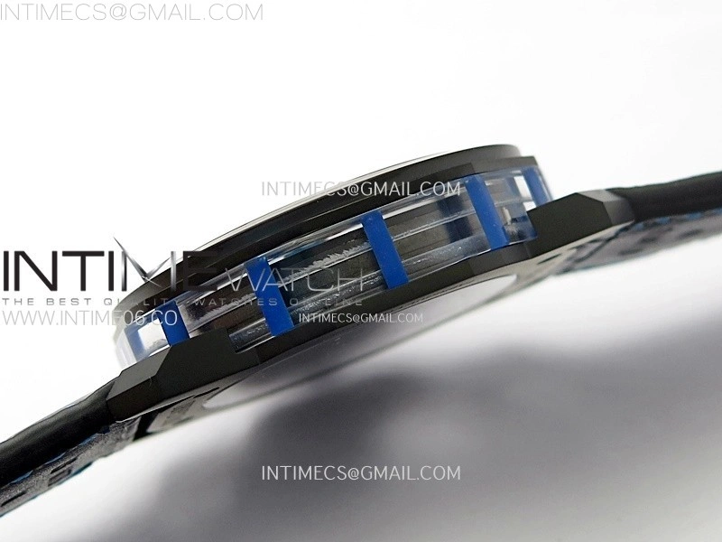 Octo 102910 PVD AXF Best Edition Blue Skeleton Dial on Black Leather Strap Asian BVL206 Tourbillon Movement