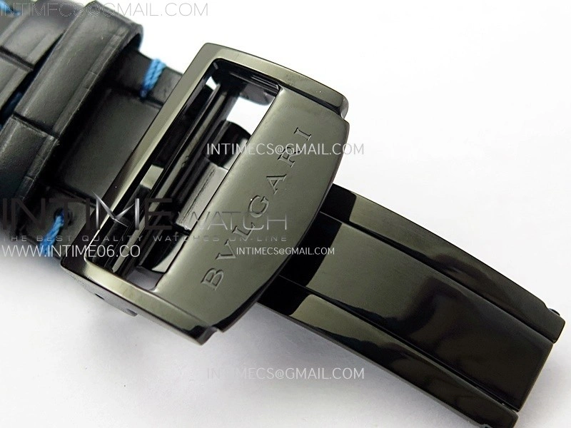 Octo 102910 PVD AXF Best Edition Blue Skeleton Dial on Black Leather Strap Asian BVL206 Tourbillon Movement