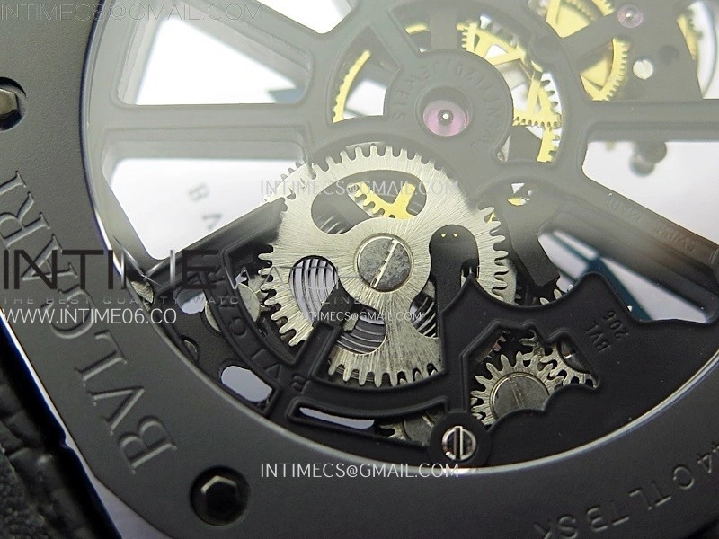 Octo 102910 PVD AXF Best Edition Blue Skeleton Dial on Black Leather Strap Asian BVL206 Tourbillon Movement