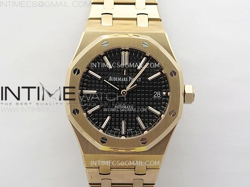 Royal Oak 37mm 15450 RG IPF 1:1 Best Edition Black Dial on RG Bracelet SA3120 Super Clone