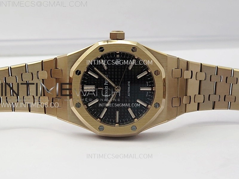 Royal Oak 37mm 15450 RG IPF 1:1 Best Edition Black Dial on RG Bracelet SA3120 Super Clone