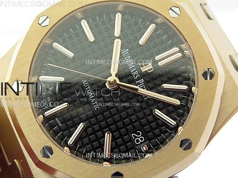 Royal Oak 37mm 15450 RG IPF 1:1 Best Edition Black Dial on RG Bracelet SA3120 Super Clone