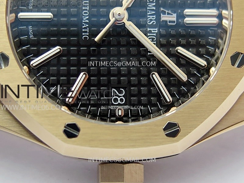 Royal Oak 37mm 15450 RG IPF 1:1 Best Edition Black Dial on RG Bracelet SA3120 Super Clone