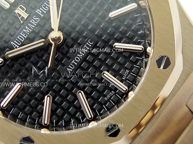 Royal Oak 37mm 15450 RG IPF 1:1 Best Edition Black Dial on RG Bracelet SA3120 Super Clone