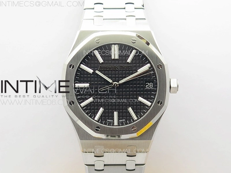 Royal Oak 41mm 15510 50th SS ZF 1:1 Best Edition Black Textured Dial on SS Bracelet A4302