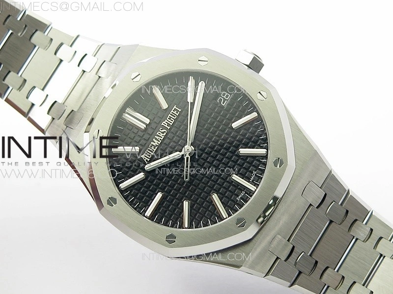 Royal Oak 41mm 15510 50th SS ZF 1:1 Best Edition Black Textured Dial on SS Bracelet A4302