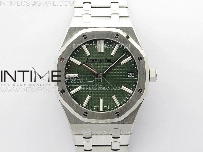 Royal Oak 41mm 15510 50th SS ZF 1:1 Best Edition Green Textured Dial on SS Bracelet A4302