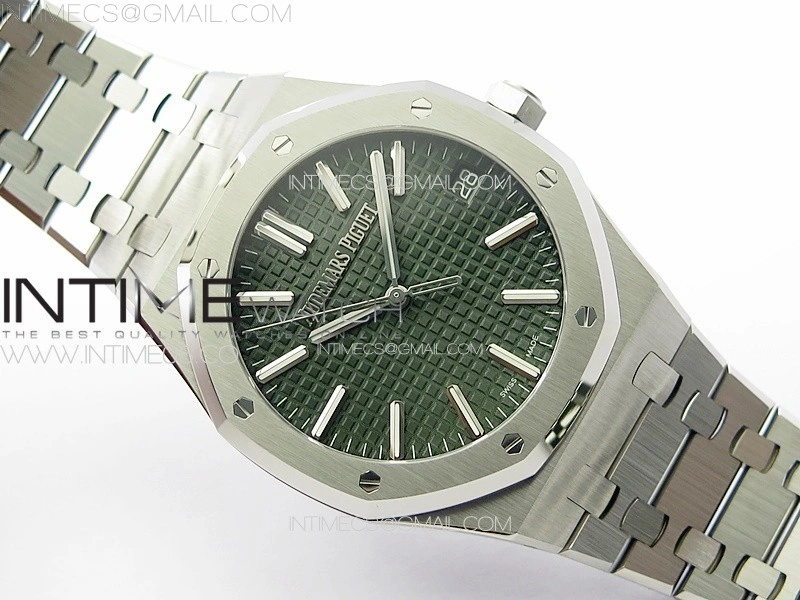 Royal Oak 41mm 15510 50th SS ZF 1:1 Best Edition Green Textured Dial on SS Bracelet A4302