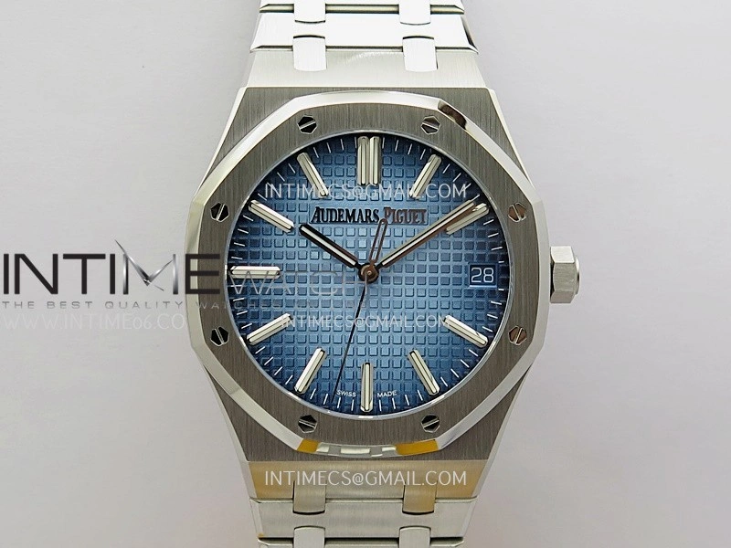 Royal Oak 41mm 15510 SS ZF 1:1 Best Edition Blue Ombre Textured Dial On SS Bracelet A4302
