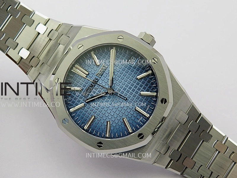 Royal Oak 41mm 15510 SS ZF 1:1 Best Edition Blue Ombre Textured Dial On SS Bracelet A4302