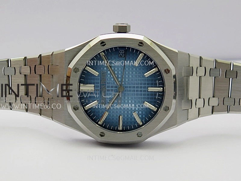 Royal Oak 41mm 15510 SS ZF 1:1 Best Edition Blue Ombre Textured Dial On SS Bracelet A4302