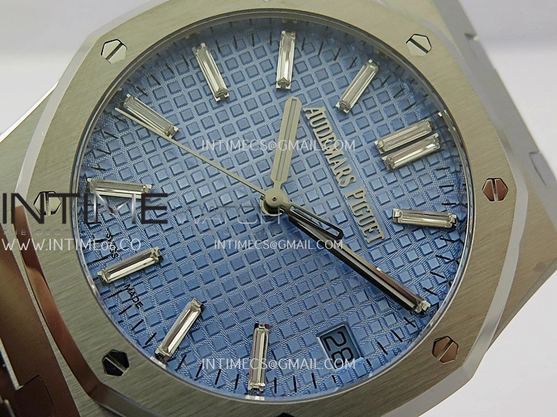 Royal Oak 41mm 15510 SS ZF 1:1 Best Edition Light Blue Textured Dial On SS Bracelet A4302