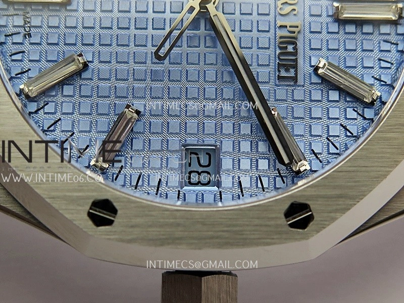 Royal Oak 41mm 15510 SS ZF 1:1 Best Edition Light Blue Textured Dial On SS Bracelet A4302