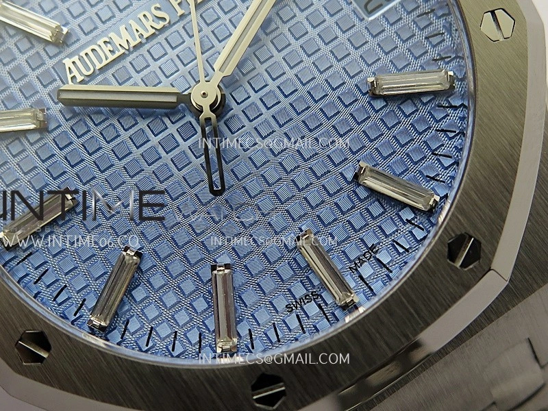 Royal Oak 41mm 15510 SS ZF 1:1 Best Edition Light Blue Textured Dial On SS Bracelet A4302