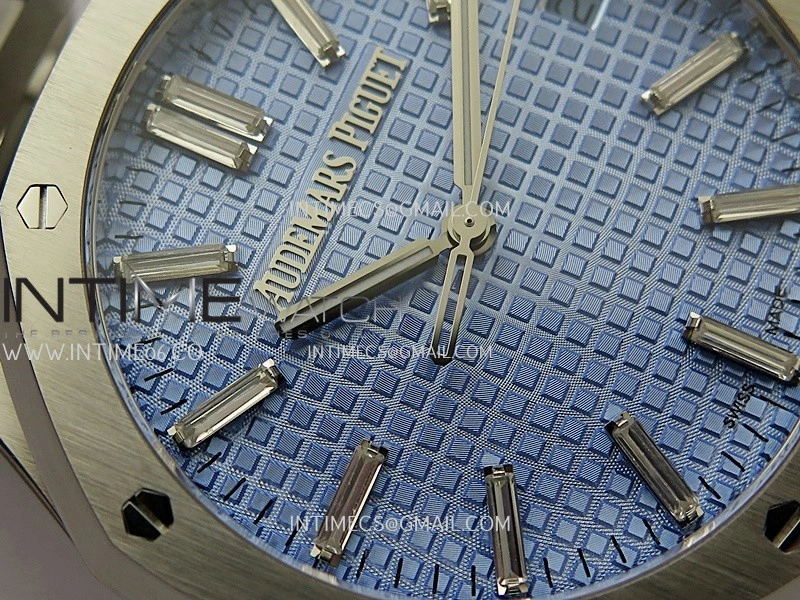 Royal Oak 41mm 15510 SS ZF 1:1 Best Edition Light Blue Textured Dial On SS Bracelet A4302
