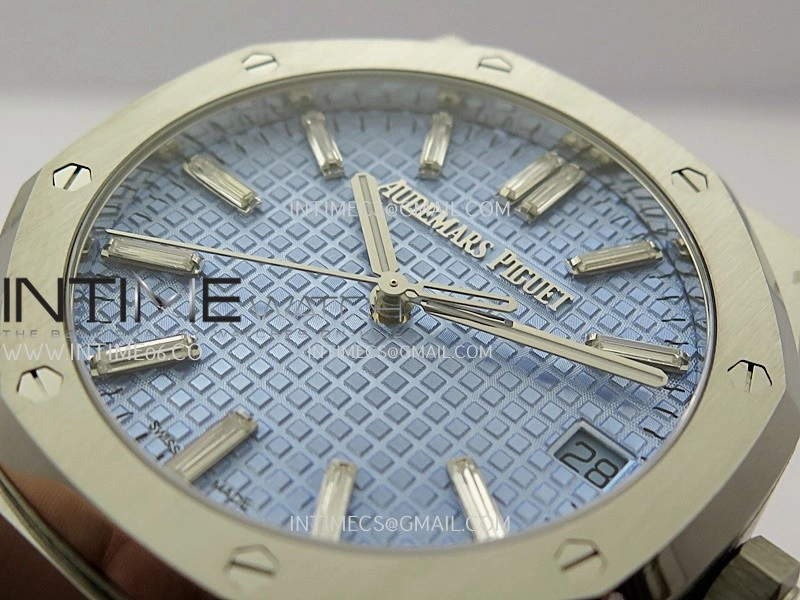 Royal Oak 41mm 15510 SS ZF 1:1 Best Edition Light Blue Textured Dial On SS Bracelet A4302