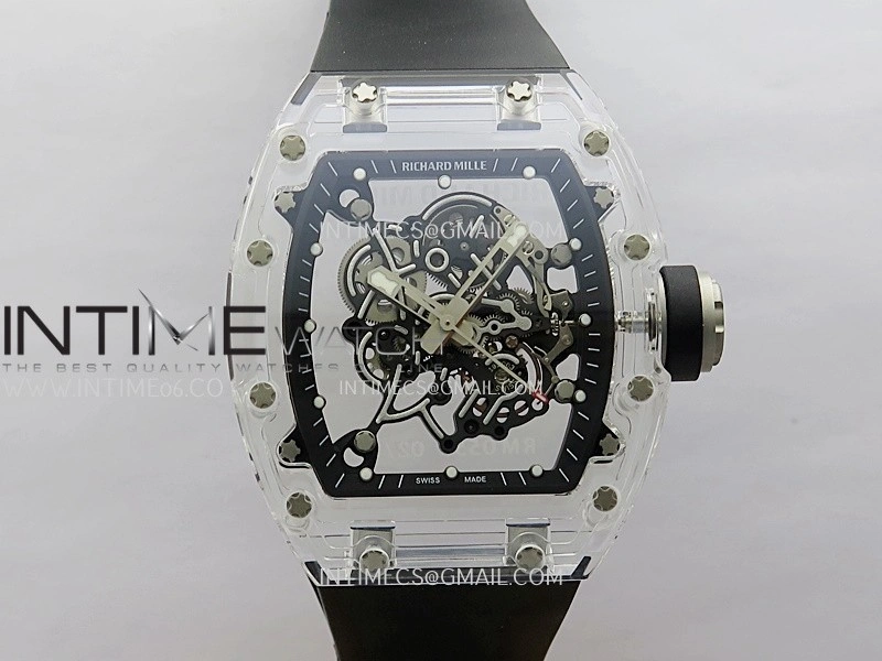 RM055 Transparent Black Inner Sonic Best Edition Skeleton Dial On Black Rubber Strap RMUL2 Super Clone
