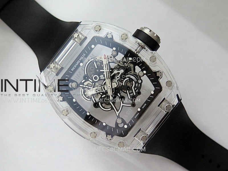 RM055 Transparent Black Inner Sonic Best Edition Skeleton Dial On Black Rubber Strap RMUL2 Super Clone