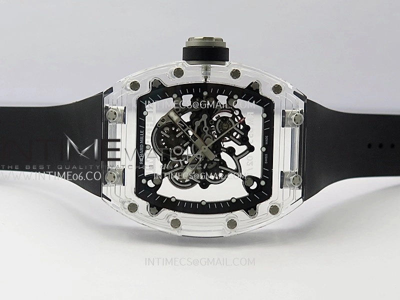 RM055 Transparent Black Inner Sonic Best Edition Skeleton Dial On Black Rubber Strap RMUL2 Super Clone
