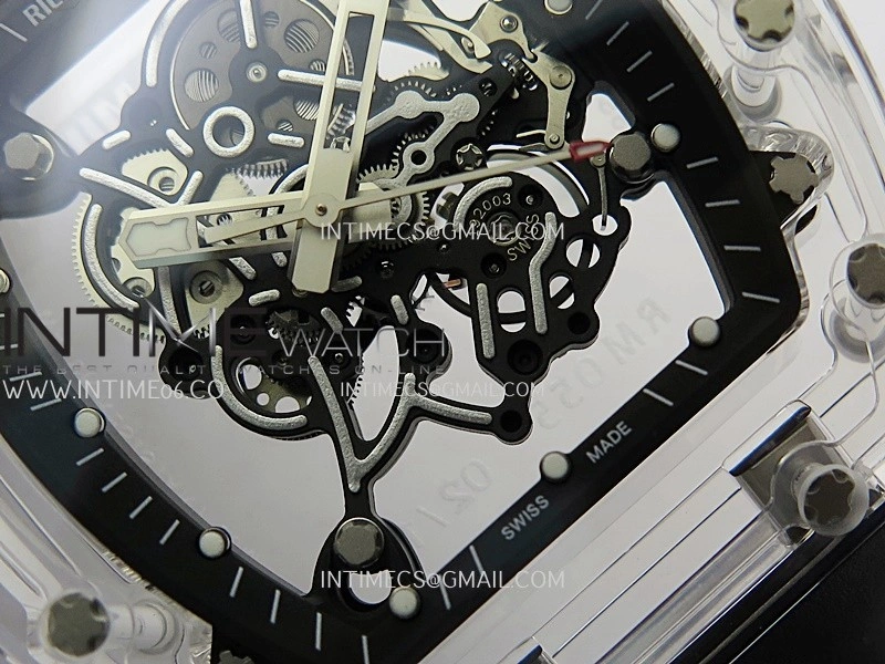 RM055 Transparent Black Inner Sonic Best Edition Skeleton Dial On Black Rubber Strap RMUL2 Super Clone