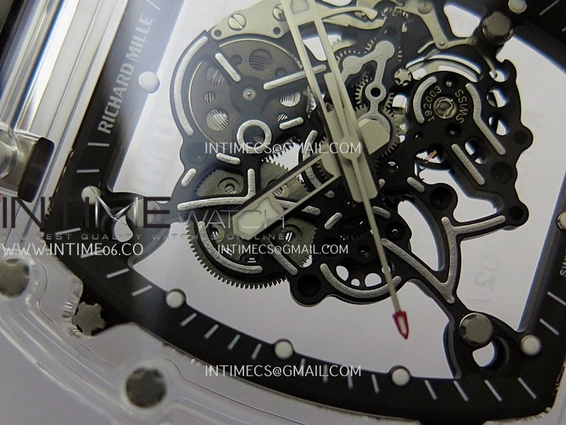 RM055 Transparent Black Inner Sonic Best Edition Skeleton Dial On Black Rubber Strap RMUL2 Super Clone