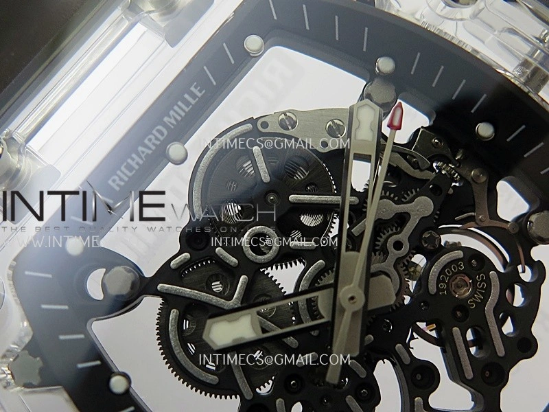 RM055 Transparent Black Inner Sonic Best Edition Skeleton Dial On Black Rubber Strap RMUL2 Super Clone