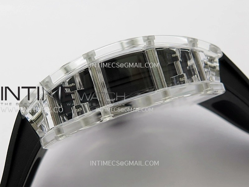 RM055 Transparent Black Inner Sonic Best Edition Skeleton Dial On Black Rubber Strap RMUL2 Super Clone