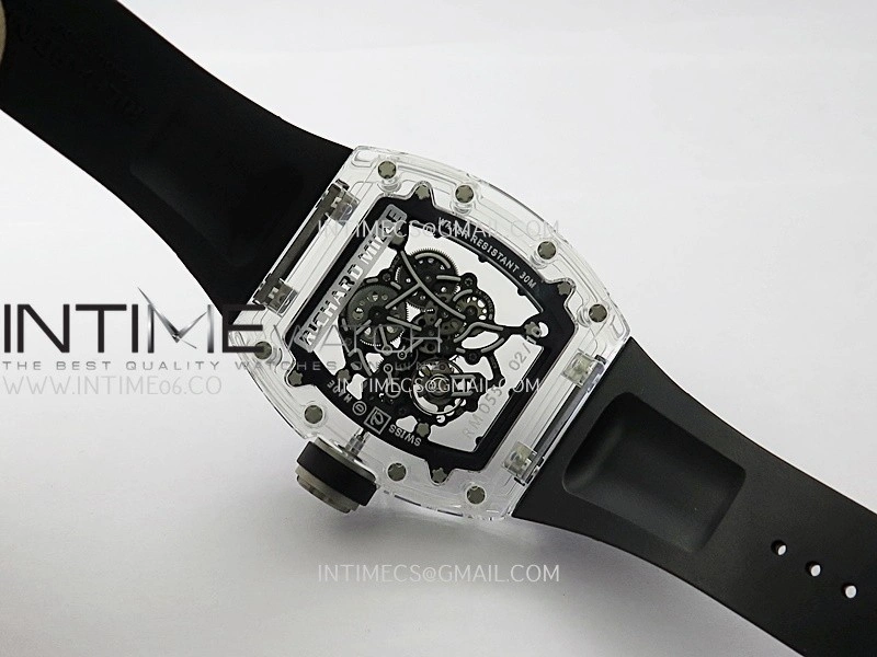 RM055 Transparent Black Inner Sonic Best Edition Skeleton Dial On Black Rubber Strap RMUL2 Super Clone