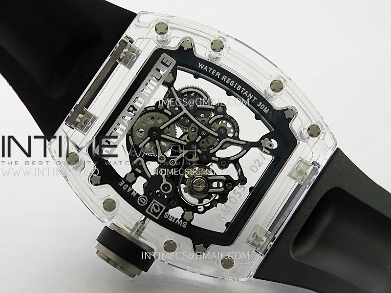 RM055 Transparent Black Inner Sonic Best Edition Skeleton Dial On Black Rubber Strap RMUL2 Super Clone