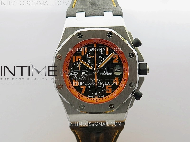 Royal Oak Offshore 42mm Volcano TKF Best Edition Black Dial on Black Leather Strap A7750