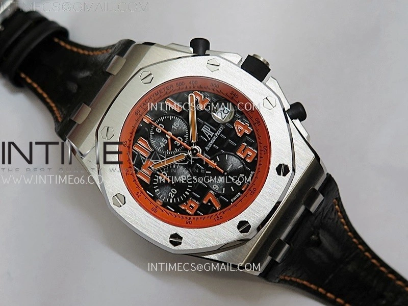 Royal Oak Offshore 42mm Volcano TKF Best Edition Black Dial on Black Leather Strap A7750