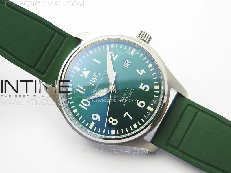 Mark XX IW328205 SS M+F 1:1 Best Edition Green Dial on Green Rubber Strap MIYOTA 9015