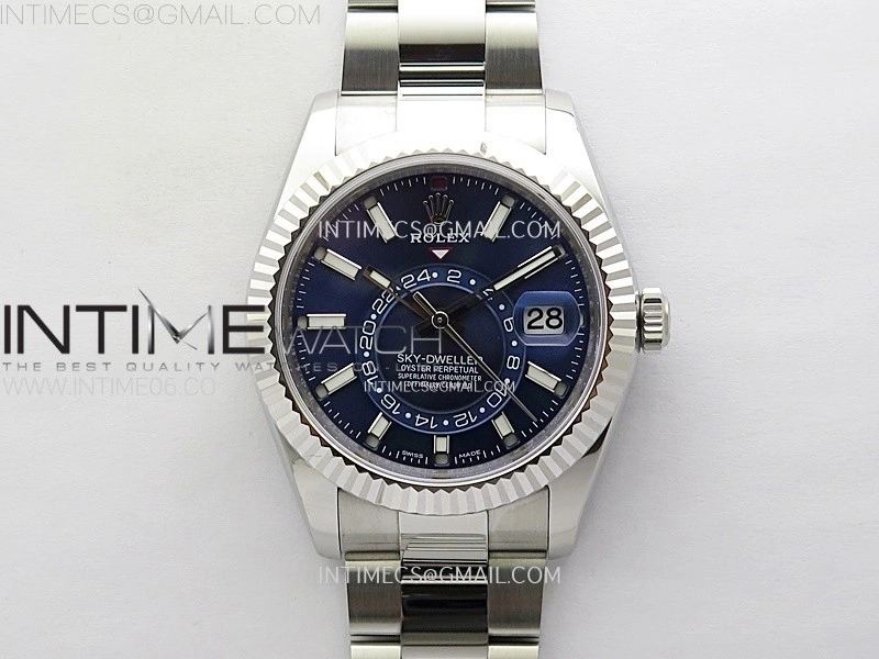 Sky-Dweller 326934 904L SS ZF 1:1 Best Edition Blue Dial on SS Bracelet Asian 2824