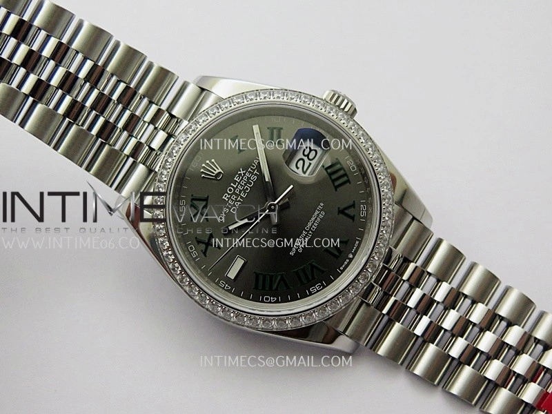 DateJust 126284 Diamond Bezel 904L SS VSF 1:1 Best Edition Gray Dial Roman Markers On Jubilee Bracelet VS3235