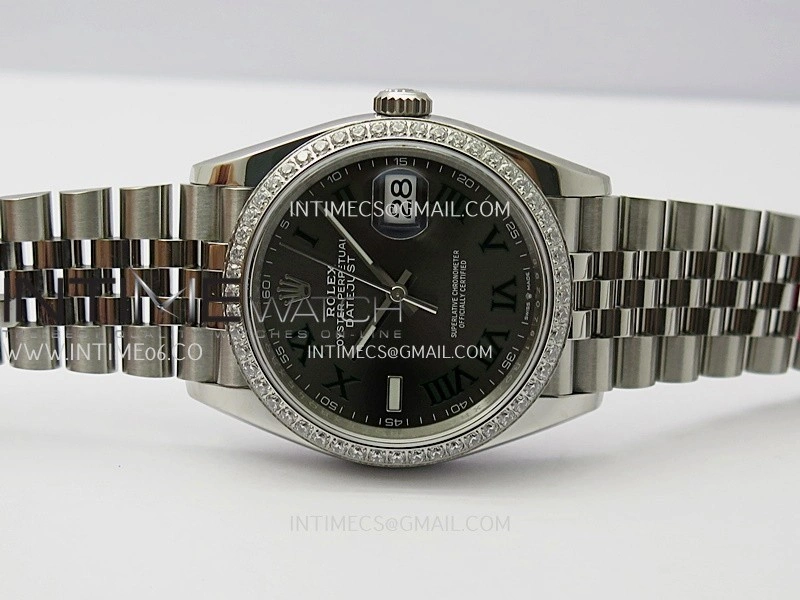DateJust 126284 Diamond Bezel 904L SS VSF 1:1 Best Edition Gray Dial Roman Markers On Jubilee Bracelet VS3235