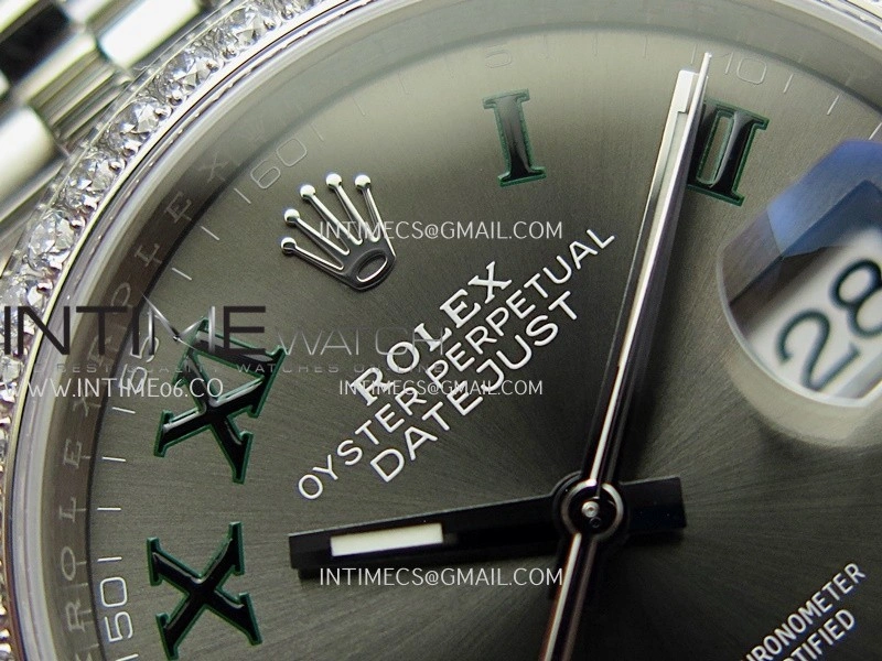 DateJust 126284 Diamond Bezel 904L SS VSF 1:1 Best Edition Gray Dial Roman Markers On Jubilee Bracelet VS3235