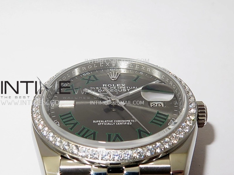 DateJust 126284 Diamond Bezel 904L SS VSF 1:1 Best Edition Gray Dial Roman Markers On Jubilee Bracelet VS3235