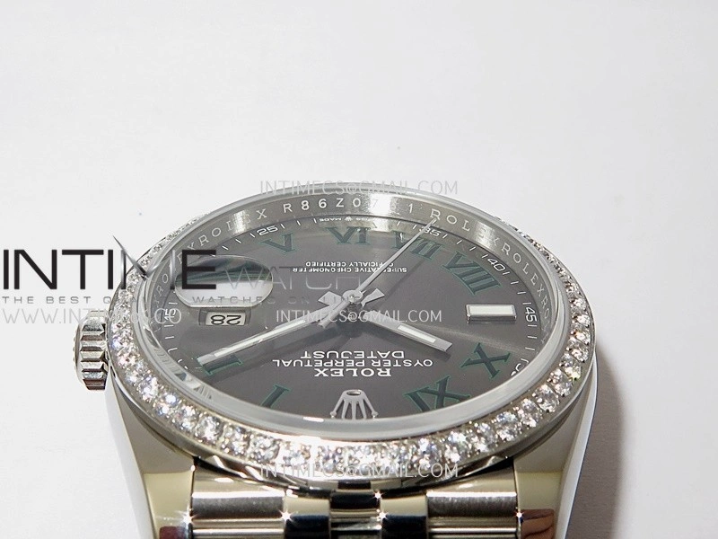 DateJust 126284 Diamond Bezel 904L SS VSF 1:1 Best Edition Gray Dial Roman Markers On Jubilee Bracelet VS3235