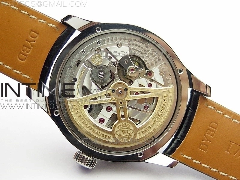 Portuguese Real PR Real Annual Calendar IW503401 V9F Best Edition Blue Dial Black Leather Strap A52610