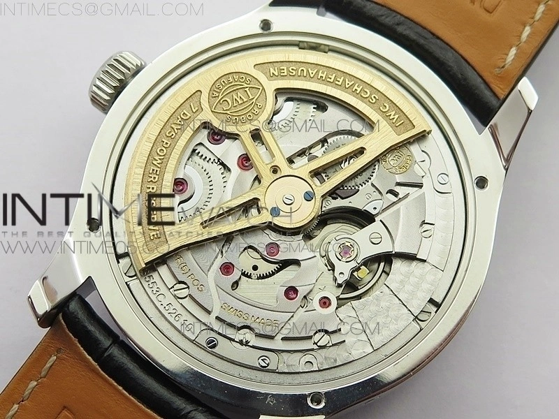 Portuguese Real PR Real Annual Calendar IW503401 V9F Best Edition Blue Dial Black Leather Strap A52610