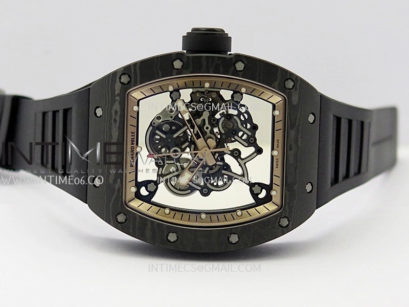 RM055 RG Inner Bezel Black Crown NTPT ZF 1:1 Best Edition on Black Rubber Strap RMUL2 Super Clone V2