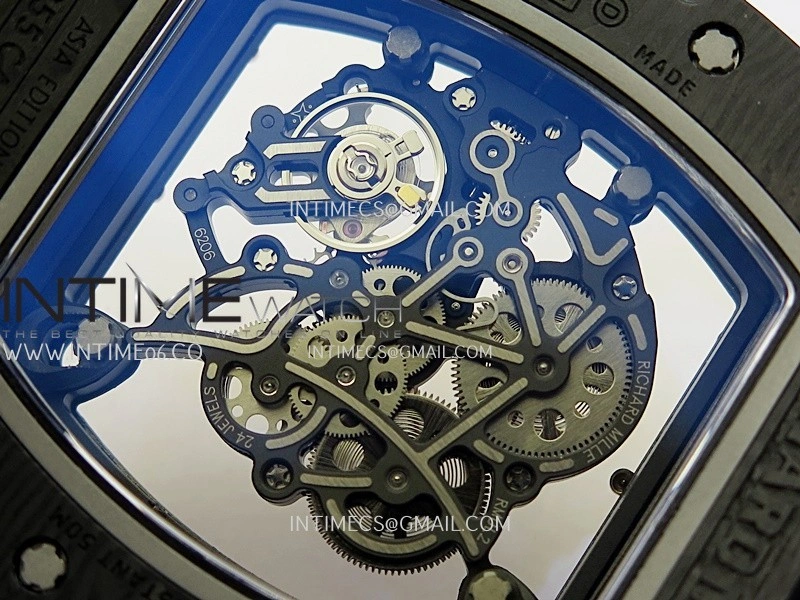 RM055 RG Inner Bezel Black Crown NTPT ZF 1:1 Best Edition on Black Rubber Strap RMUL2 Super Clone V2
