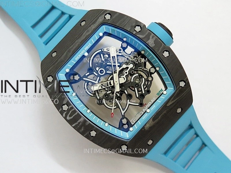 RM055 Blue Inner Bezel Black Crown NTPT NTPT ZF 1:1 Best Edition on Blue Rubber Strap RMUL2 Super Clone