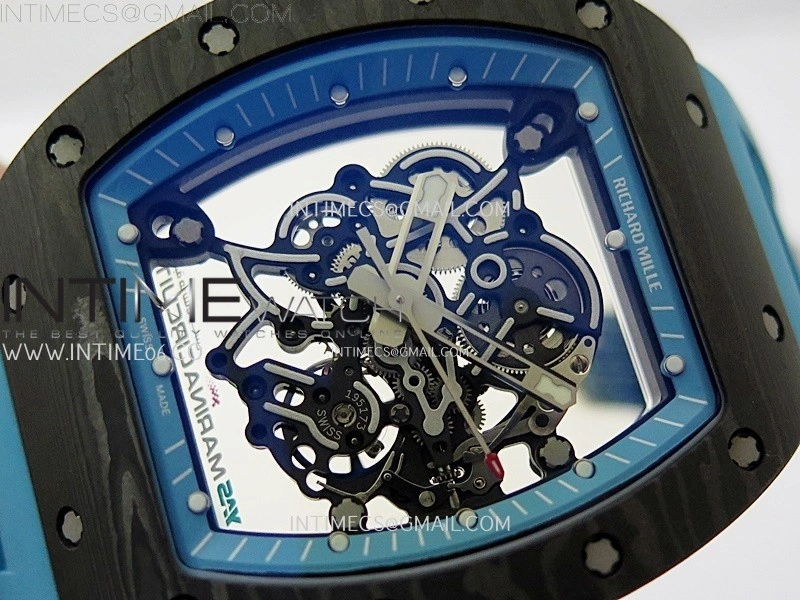 RM055 Blue Inner Bezel Black Crown NTPT NTPT ZF 1:1 Best Edition on Blue Rubber Strap RMUL2 Super Clone