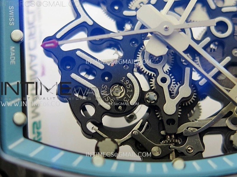 RM055 Blue Inner Bezel Black Crown NTPT NTPT ZF 1:1 Best Edition on Blue Rubber Strap RMUL2 Super Clone