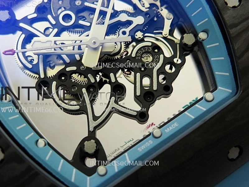 RM055 Blue Inner Bezel Black Crown NTPT NTPT ZF 1:1 Best Edition on Blue Rubber Strap RMUL2 Super Clone