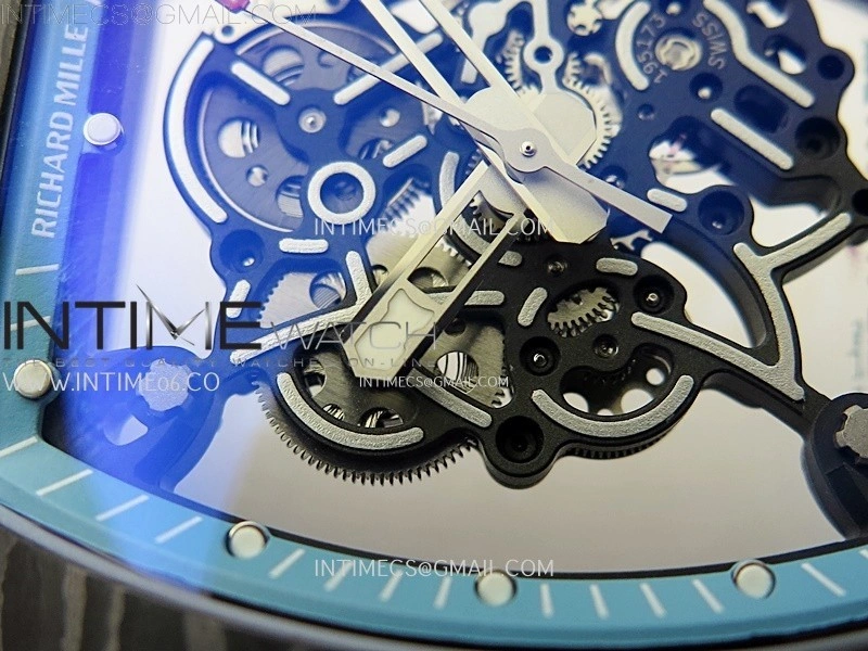 RM055 Blue Inner Bezel Black Crown NTPT NTPT ZF 1:1 Best Edition on Blue Rubber Strap RMUL2 Super Clone