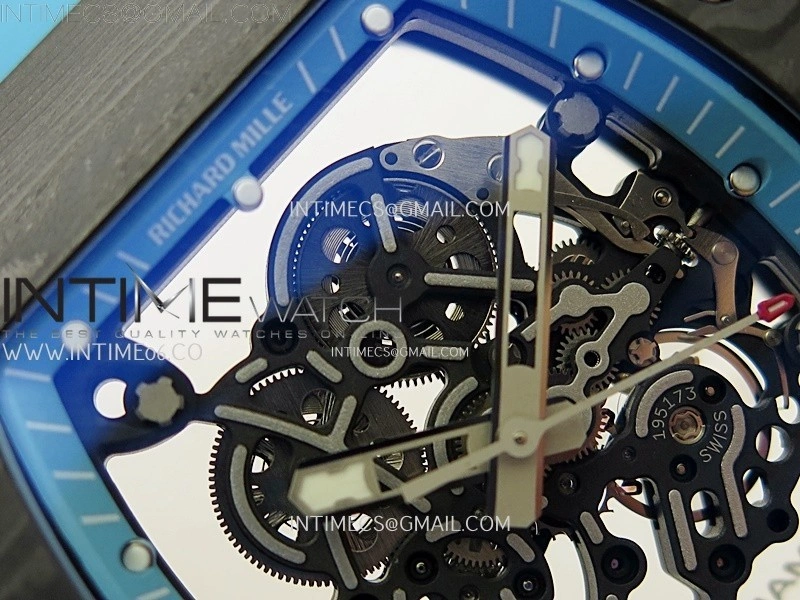 RM055 Blue Inner Bezel Black Crown NTPT NTPT ZF 1:1 Best Edition on Blue Rubber Strap RMUL2 Super Clone