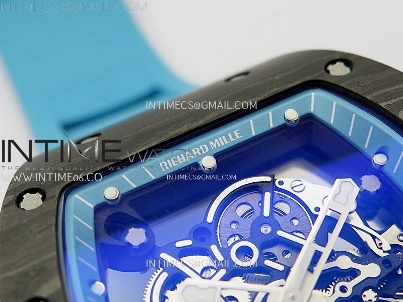 RM055 Blue Inner Bezel Black Crown NTPT NTPT ZF 1:1 Best Edition on Blue Rubber Strap RMUL2 Super Clone